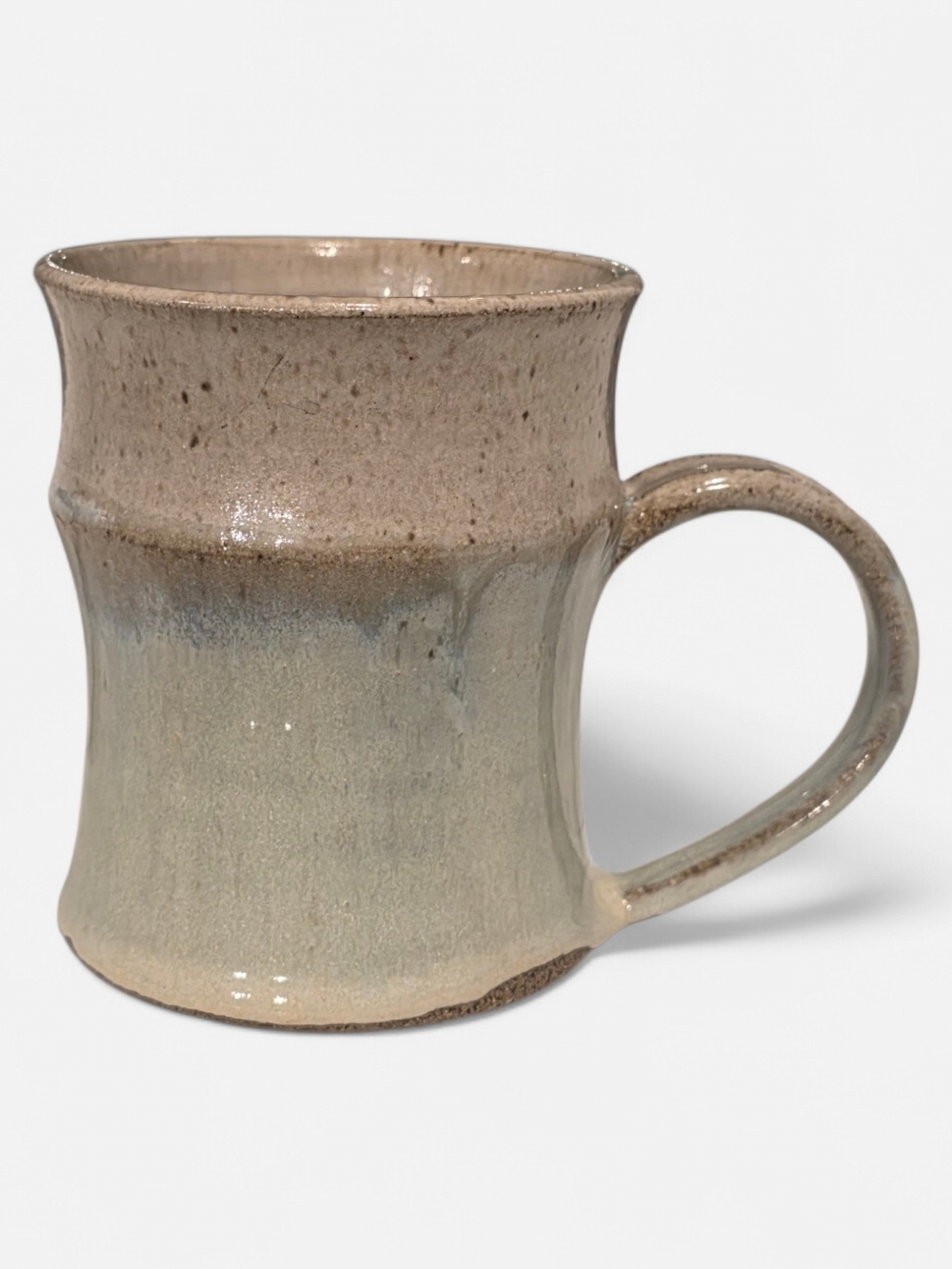 Artisan Studio Pottery Mug in Soft Green, Blue, Taupe